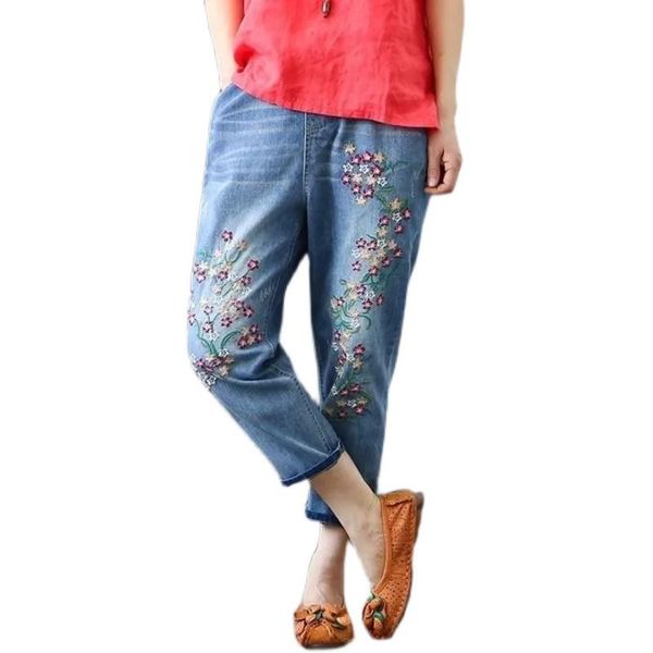 women's jeans baggy women high waist plus size mom trousers denim embroidery loose ankle length harem pants elastic ladies, Blue
women's jeans baggy women high waist plus size mom trousers denim embroidery loose ankle length harem pants elastic ladies, Blue