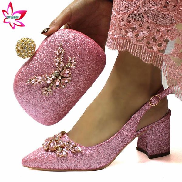 dress shoes pink color design italian women and bag set with shinning crystal nigerian lady, Black
dress shoes pink color design italian women and bag set with shinning crystal nigerian lady, Black