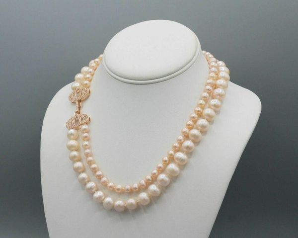 chains hand knotted 6-7mm 8-9mm pink freshwater pearl necklace micro inlay zircon bow clasp 45-48cm fashion jewelry, Silver
chains hand knotted 6-7mm 8-9mm pink freshwater pearl necklace micro inlay zircon bow clasp 45-48cm fashion jewelry, Silver