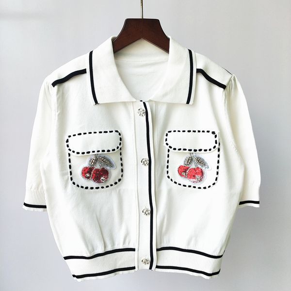 59% off factory outlet store spring and summer collar sequin beaded cherry single breasted knitted cardigan for women, White;black
59% off factory outlet store spring and summer collar sequin beaded cherry single breasted knitted cardigan for women, White;black