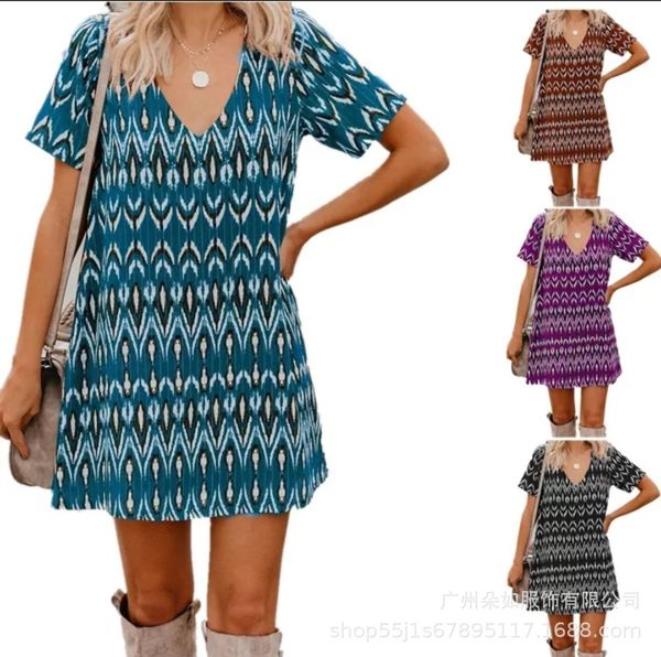 Boutique Dress 2021 Spring and Summer Loose Short Sleeve V-neck Printed for Women, Purple
Boutique Dress 2021 Spring and Summer Loose Short Sleeve V-neck Printed for Women, Purple