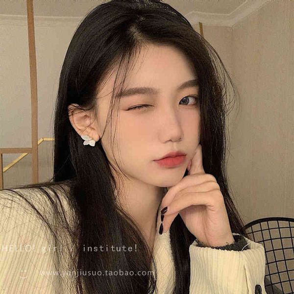 ch fairy white pearl flower earrings 2021 new temperament french exquisite small earrings female, Golden