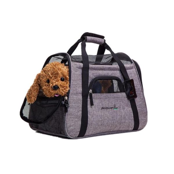 

pet portable breathable linen carriers fashion backpack travel bag out of supplies cat litter kennel grid shoulder bags dog car seat covers