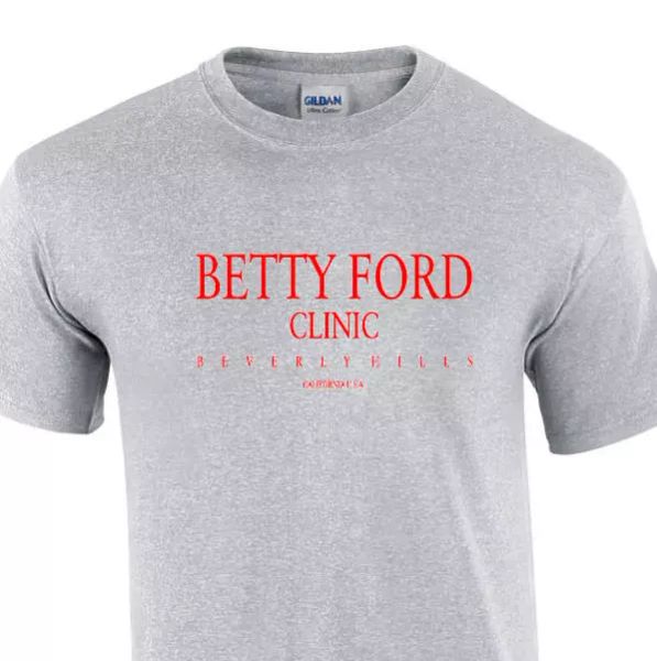 Betty Ford T-shirt Beverly Hills Funny Alcohol Rehab Sport Gray Red Tee Shirt, White;black
Betty Ford T-shirt Beverly Hills Funny Alcohol Rehab Sport Gray Red Tee Shirt, White;black