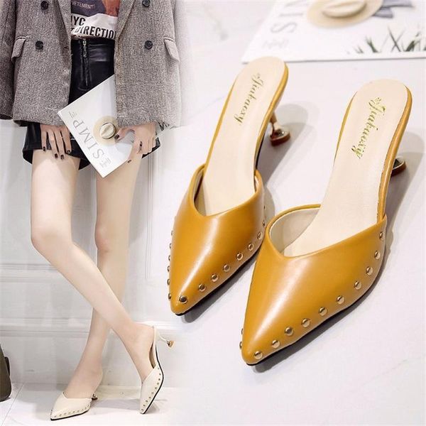 slippers women's shoes 2021 summer style rivet baotou fine-rooted pointed high heels fashion half, Black
slippers women's shoes 2021 summer style rivet baotou fine-rooted pointed high heels fashion half, Black