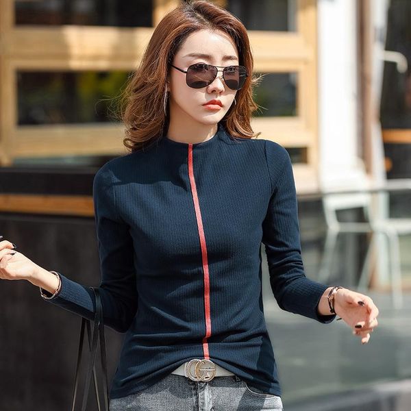 women's t-shirt office lady cotton autumn spring women knitted slim half turtleneck long sleeve plus size streetwear basic 2021, White
women's t-shirt office lady cotton autumn spring women knitted slim half turtleneck long sleeve plus size streetwear basic 2021, White