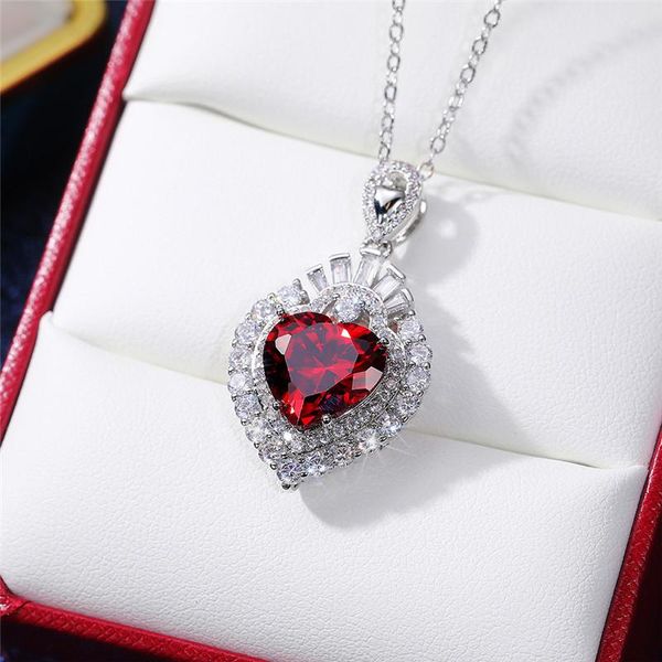 pendant necklaces huitan gorgeous red/pink/yellow heart cz necklace bride wedding accessories bling women for party jewelry, Silver
pendant necklaces huitan gorgeous red/pink/yellow heart cz necklace bride wedding accessories bling women for party jewelry, Silver