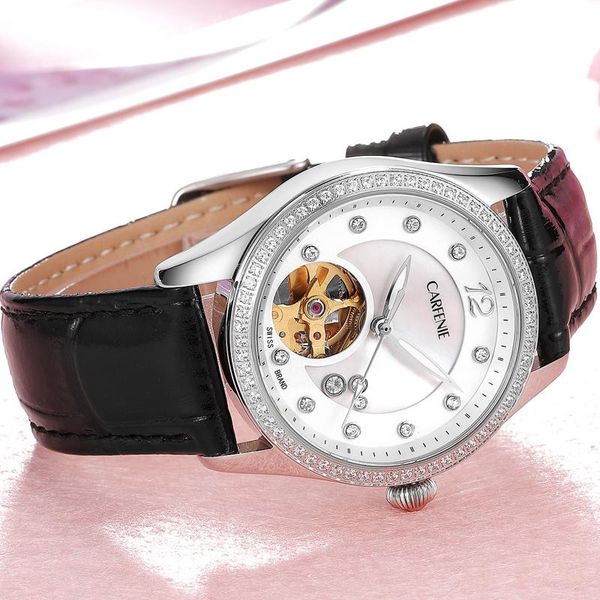 wristwatches carfenie automatic mechanical women wristwatch relogio feminino fashion leather bracelet skeleton self wind lady watch gifts, Slivery;brown
wristwatches carfenie automatic mechanical women wristwatch relogio feminino fashion leather bracelet skeleton self wind lady watch gifts, Slivery;brown