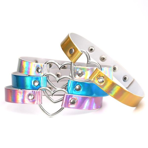 harajuku japan's love laser punk necklace peach heart collar women's neck leather short clavicle chain, Silver
harajuku japan's love laser punk necklace peach heart collar women's neck leather short clavicle chain, Silver