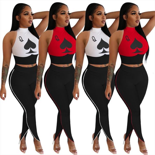 solid color poker spades q women tracksuits print sleeveless crop patchwork trousers womens suit style two piece set, Gray
solid color poker spades q women tracksuits print sleeveless crop patchwork trousers womens suit style two piece set, Gray