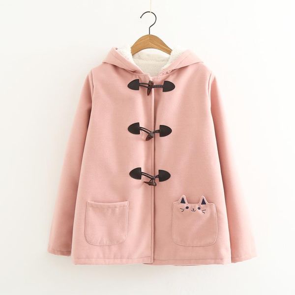 women's jackets lovely cat ears thickened with velvet coat horns buckle woolen jacket 2021 autumn winter mori girl, Black;brown
women's jackets lovely cat ears thickened with velvet coat horns buckle woolen jacket 2021 autumn winter mori girl, Black;brown