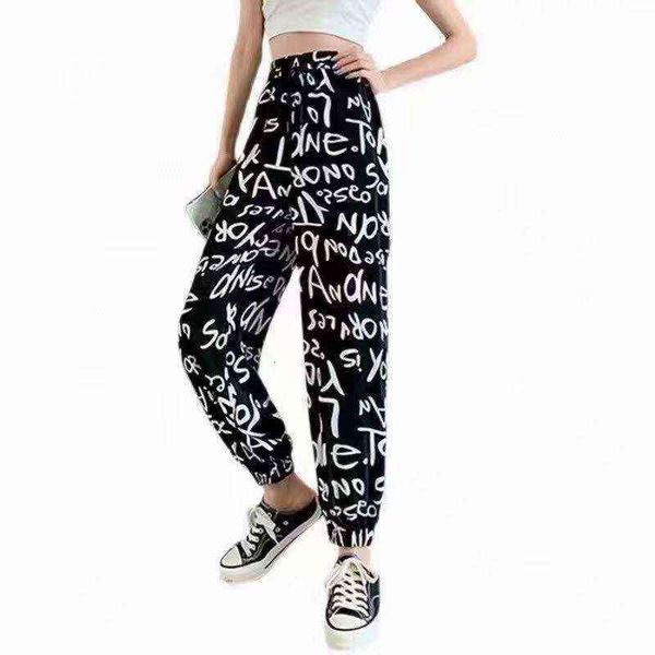 chiffon knickerbockers women's 2021 summer letter print graffiti elastic waist sports loose legged casual harem pants, Black;white
chiffon knickerbockers women's 2021 summer letter print graffiti elastic waist sports loose legged casual harem pants, Black;white