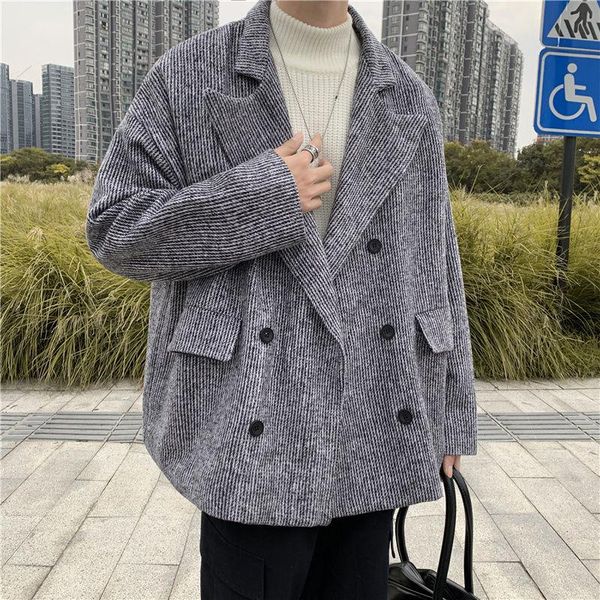 autumn and winter youth fashion loose hong kong style woolen suit casual double-breasted blouse gray/dark gray men's suits & blazers, White;black
autumn and winter youth fashion loose hong kong style woolen suit casual double-breasted blouse gray/dark gray men's suits & blazers, White;black