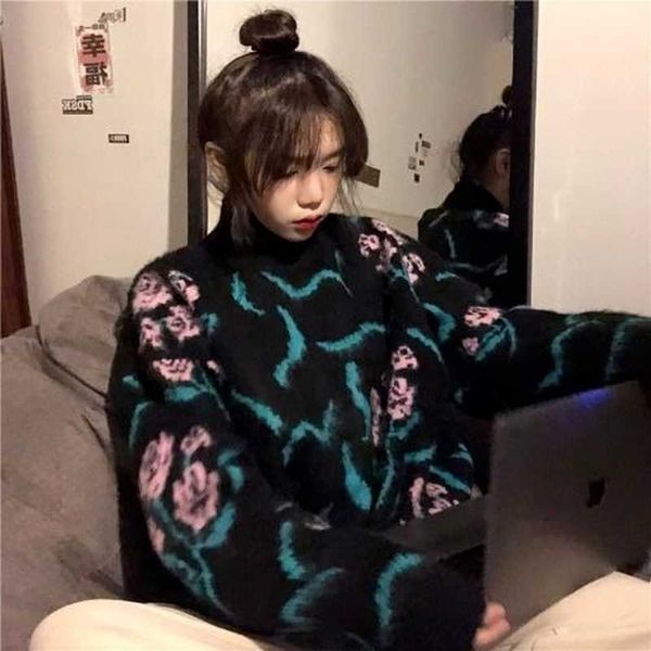 sueters de mujer retro fashion autumn pullovers floral jacquard sweater women high neck pull femme knitted print 210610, White;black
sueters de mujer retro fashion autumn pullovers floral jacquard sweater women high neck pull femme knitted print 210610, White;black