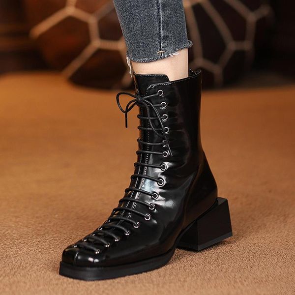 boots back zipper ankle genuine leather cross-tied winter est square toe shoes woman office lady basic platform, Black
boots back zipper ankle genuine leather cross-tied winter est square toe shoes woman office lady basic platform, Black