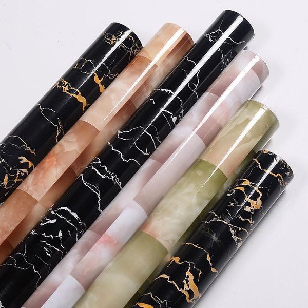 wallpapers self-adhesive wallpaper marble sticker kitchen cabinet pvc waterproof wall decoration