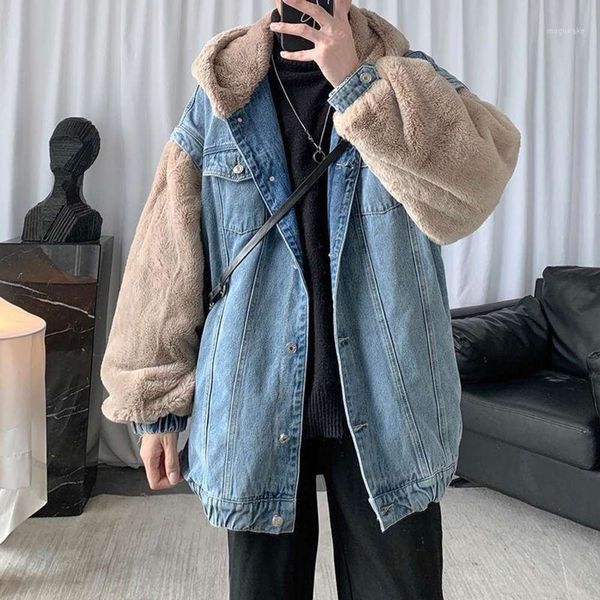 down & parkas winter plus velvet thick denim jacket men's warm fashion retro hooded men streetwear korean loose short coat mens clothes, Black
down & parkas winter plus velvet thick denim jacket men's warm fashion retro hooded men streetwear korean loose short coat mens clothes, Black