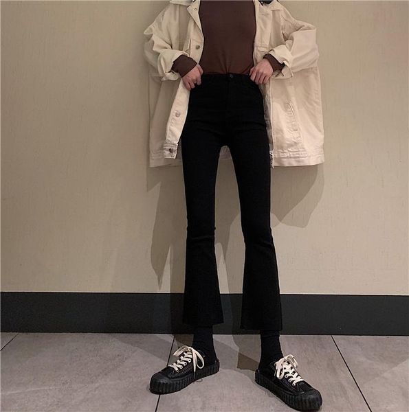 women's jeans spring and autumn 2021 high-waisted mini bell bottom slim stretch push up, Blue
women's jeans spring and autumn 2021 high-waisted mini bell bottom slim stretch push up, Blue