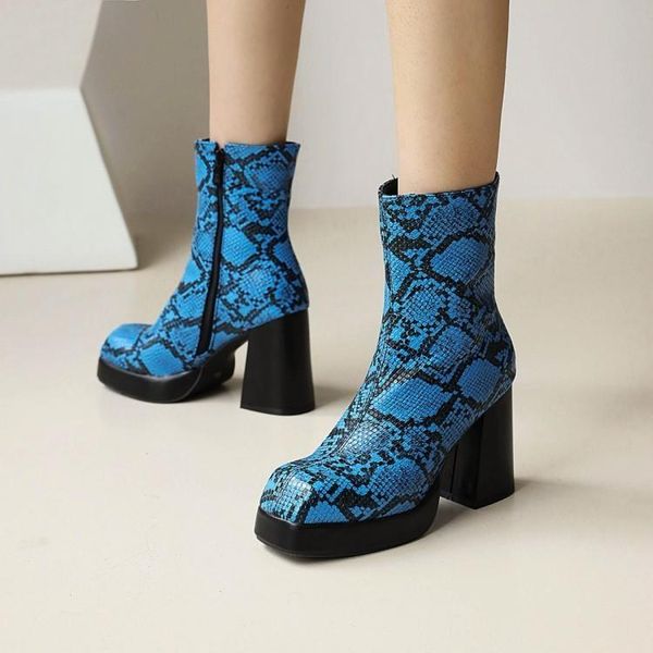 boots autumn and winter 2021 high heel short women's leather snake pattern square head thick side zipper large, Black
boots autumn and winter 2021 high heel short women's leather snake pattern square head thick side zipper large, Black