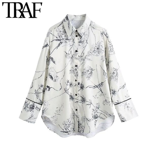 traf women fashion floral print loose asymmetric blouses vintage long sleeve button-up female shirts blusas chic, White
traf women fashion floral print loose asymmetric blouses vintage long sleeve button-up female shirts blusas chic, White