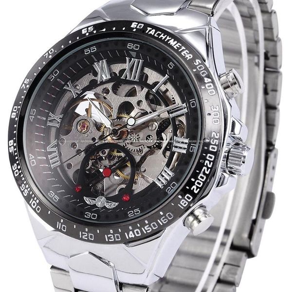 wristwatches brand winner men watch roman numeral hollow dial design waterproof stainless steel wristband watches automatic winding cloc, Slivery;brown
wristwatches brand winner men watch roman numeral hollow dial design waterproof stainless steel wristband watches automatic winding cloc, Slivery;brown