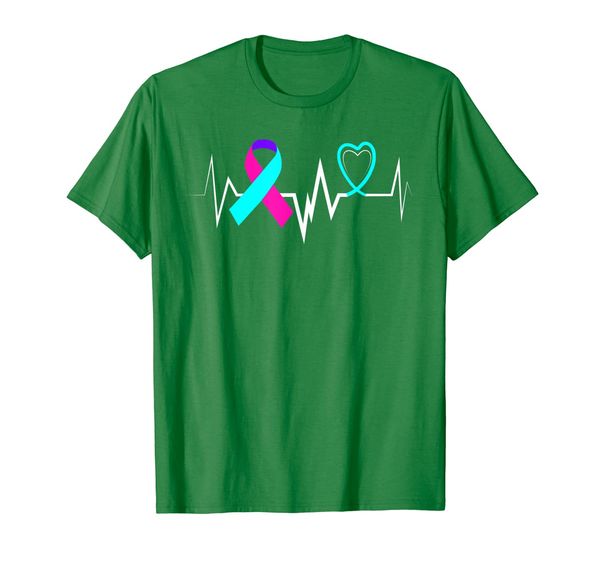 Heartbeat Thyroid Cancer Ribbon Thyroid Cancer Awareness T-Shirt, Mainly pictures