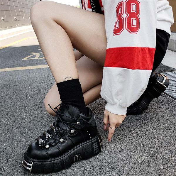 punk style women sneakers lace up 6 cm platform shoes woman creepers casual flat metal decoration boots, Black
punk style women sneakers lace up 6 cm platform shoes woman creepers casual flat metal decoration boots, Black
