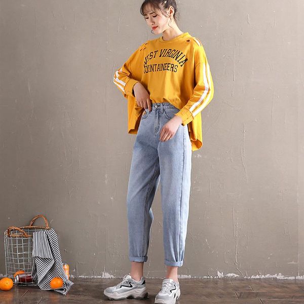 women's jeans spring autumn korean tide high waist plus size women loose harem pants ladies wide leg, Blue
women's jeans spring autumn korean tide high waist plus size women loose harem pants ladies wide leg, Blue