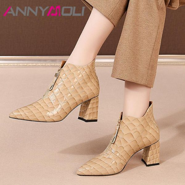 boots annymoli real leather high heel short women shoes pointed toe thick heels zip ankle lady autumn winter apricot 41, Black
boots annymoli real leather high heel short women shoes pointed toe thick heels zip ankle lady autumn winter apricot 41, Black