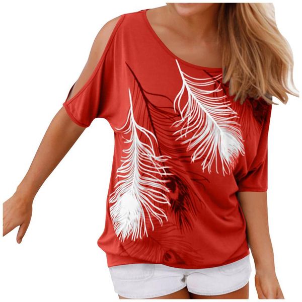 women's blouses & shirts off shoulder womens and ladies fashion feather print round neck casual short sleeve blusas mujer de moda 2, White
women's blouses & shirts off shoulder womens and ladies fashion feather print round neck casual short sleeve blusas mujer de moda 2, White