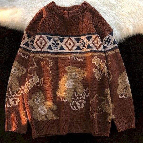 women's sweaters harajuku bear vintage sweater men winter warm thick knitted pullovers 2021 korea style couples hip hop clothing goth, White;black
women's sweaters harajuku bear vintage sweater men winter warm thick knitted pullovers 2021 korea style couples hip hop clothing goth, White;black