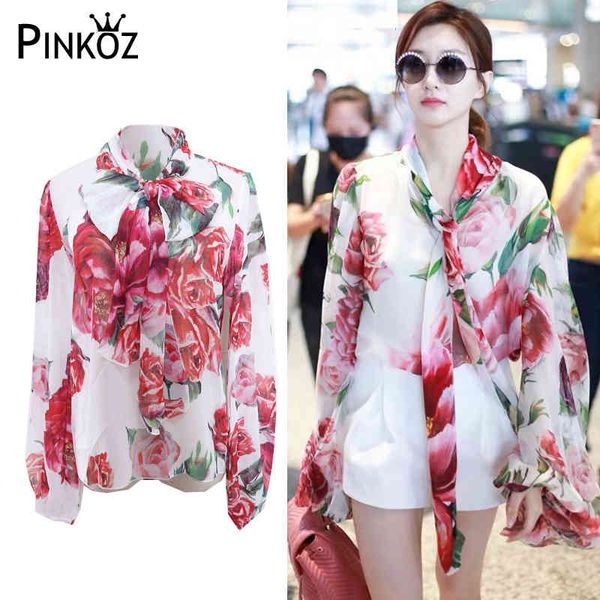 celebrity style chiffon rose flower printed chic blouse women bow collar long sleeve luxury see through arrival shirt 210421, White
celebrity style chiffon rose flower printed chic blouse women bow collar long sleeve luxury see through arrival shirt 210421, White