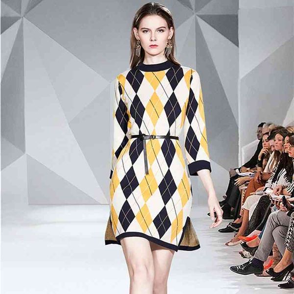 fashion geometric plaid block color wool sweater spring autumn women elegant split o-neck loose knitted sashes dress 210416, Black;gray
fashion geometric plaid block color wool sweater spring autumn women elegant split o-neck loose knitted sashes dress 210416, Black;gray