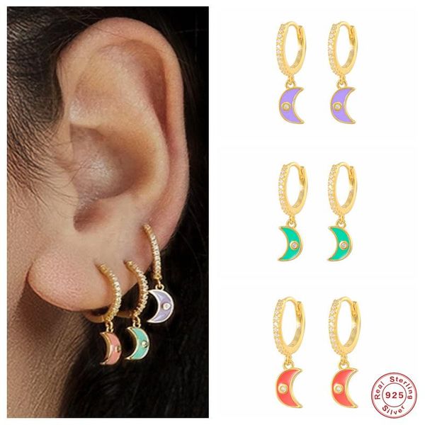 hoop & huggie aide 925 sterling silver colorful enamel moon charm earrings for women luxury pave zircon circle earring hoops party jewels, Golden;silver
hoop & huggie aide 925 sterling silver colorful enamel moon charm earrings for women luxury pave zircon circle earring hoops party jewels, Golden;silver