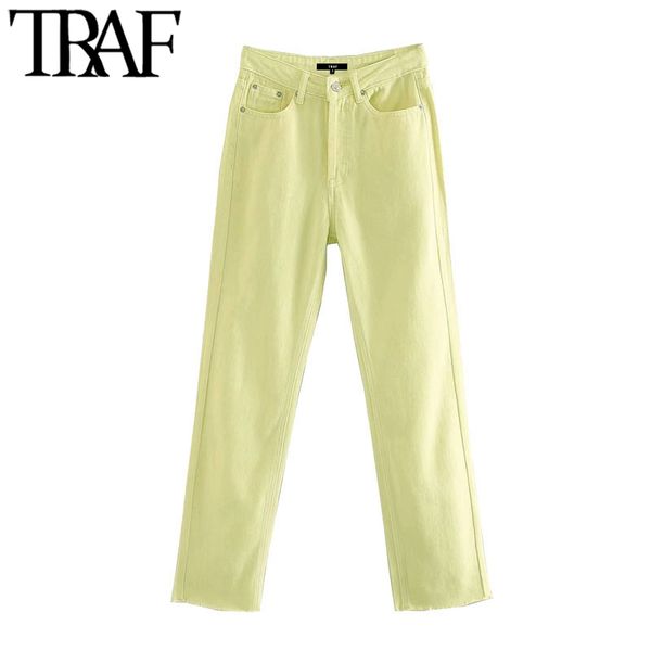traf women chic fashion high waist straight-leg jeans pants vintage buttons fly pockets female ankle trousers mujer 210415, Blue
traf women chic fashion high waist straight-leg jeans pants vintage buttons fly pockets female ankle trousers mujer 210415, Blue