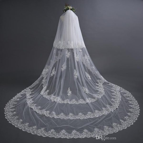 bridal veils 2021 charming white/ivory 3 meters long train applique edge two layers wedding with combs accessories, Black
bridal veils 2021 charming white/ivory 3 meters long train applique edge two layers wedding with combs accessories, Black