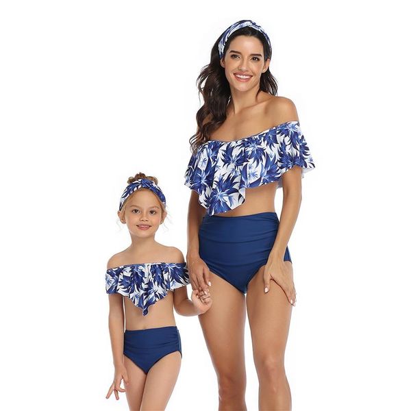 women's swimwear family matching ruffle backless + leaf print pantie two piece bikini mother daughter clothes, White;black
women's swimwear family matching ruffle backless + leaf print pantie two piece bikini mother daughter clothes, White;black
