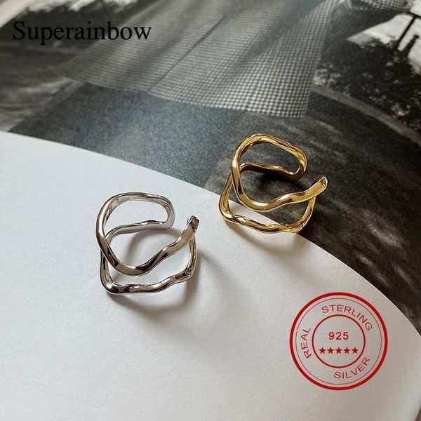 cluster rings superainbow 925 sterling silver double line open adjustable ring for women handmade wave finger party jewelry gifts sr-r57, Golden;silver
cluster rings superainbow 925 sterling silver double line open adjustable ring for women handmade wave finger party jewelry gifts sr-r57, Golden;silver
