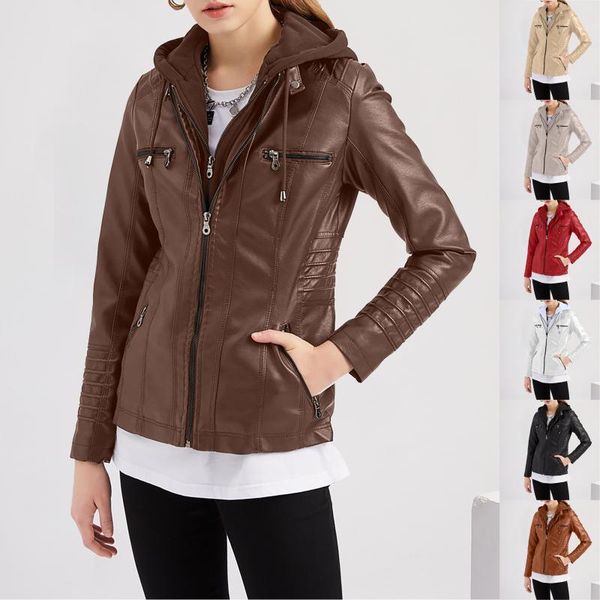 women's jackets spring and autumn 2021 slim leather stand collar zip motorcycle coat suit with belt jacket #4, Black;brown
women's jackets spring and autumn 2021 slim leather stand collar zip motorcycle coat suit with belt jacket #4, Black;brown