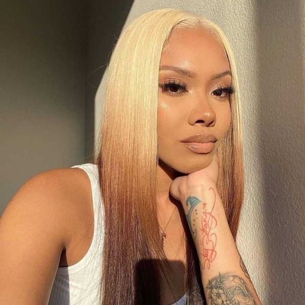 ombre blonde straight t part human hair wigs colored plucked glueless lace for woman, Black;brown
ombre blonde straight t part human hair wigs colored plucked glueless lace for woman, Black;brown