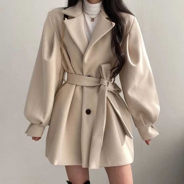 women's clothing coats jackets wool blends chic belt lace up waist slim lapel two button lantern sleeve woolen coat 3241502 210930, Black
women's clothing coats jackets wool blends chic belt lace up waist slim lapel two button lantern sleeve woolen coat 3241502 210930, Black
