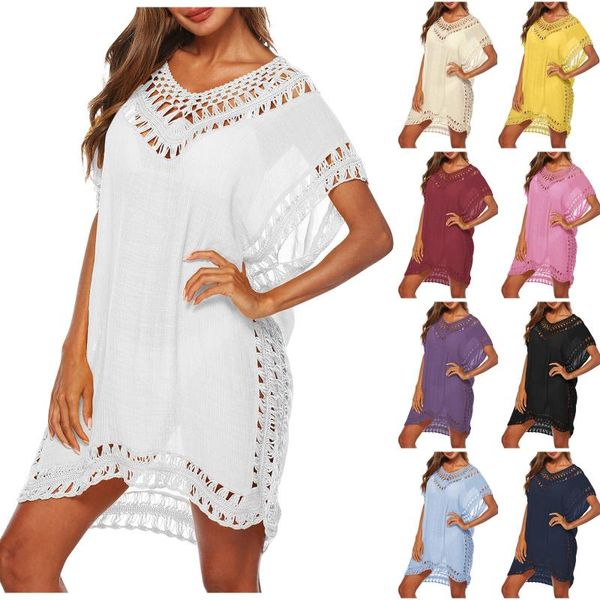 women's swimwear 2021 crochet white knitted beach cover up dress tunic long pareos bikinis ups swim robe plage beachwear vestidos, White;black
women's swimwear 2021 crochet white knitted beach cover up dress tunic long pareos bikinis ups swim robe plage beachwear vestidos, White;black