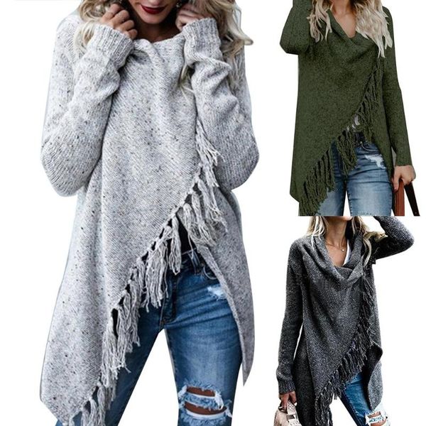 women's sweaters women solid color irregular shawl long sleeve tassels knitted sweater cardigan, White;black
women's sweaters women solid color irregular shawl long sleeve tassels knitted sweater cardigan, White;black