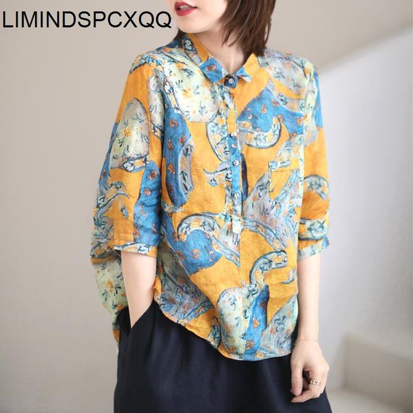 women's blouses & shirts limindspcxqq 2021 summer casual loose linen shirt, women vintage printed shirt and buttons literary three-quar, White
women's blouses & shirts limindspcxqq 2021 summer casual loose linen shirt, women vintage printed shirt and buttons literary three-quar, White