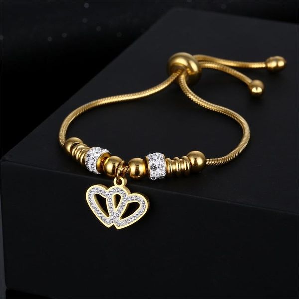 charm bracelets adjustable snake chain bracelet stainless steel zircon crystal heart the gift for your partner, Golden;silver
charm bracelets adjustable snake chain bracelet stainless steel zircon crystal heart the gift for your partner, Golden;silver