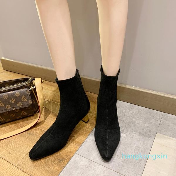 boots suede ankle women shoes pointed toe high heels winter metal heel short black khaki femmes bottes
boots suede ankle women shoes pointed toe high heels winter metal heel short black khaki femmes bottes