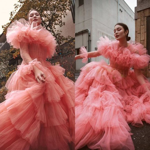 pink tulle evening dresses tiered ruffles formal prom gowns runway fashion slim pshoot dress formal wear, Black;red
pink tulle evening dresses tiered ruffles formal prom gowns runway fashion slim pshoot dress formal wear, Black;red