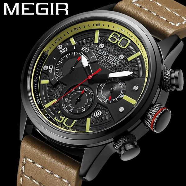 wristwatches megir watch men waterproof chronograph military army male clock leather business man sport wristwatch 2110, Slivery;brown
wristwatches megir watch men waterproof chronograph military army male clock leather business man sport wristwatch 2110, Slivery;brown