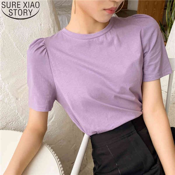 white purple puff short sleeve summer t-shirt simple solid cotton tshirt for women tee shirts clothes 10090 210417
white purple puff short sleeve summer t-shirt simple solid cotton tshirt for women tee shirts clothes 10090 210417