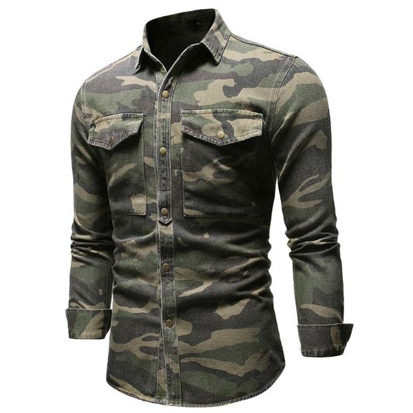 men's casual shirts spring autumn camouflage denim shirt for man army green long sleeved loose jeans blouse, White;black
men's casual shirts spring autumn camouflage denim shirt for man army green long sleeved loose jeans blouse, White;black